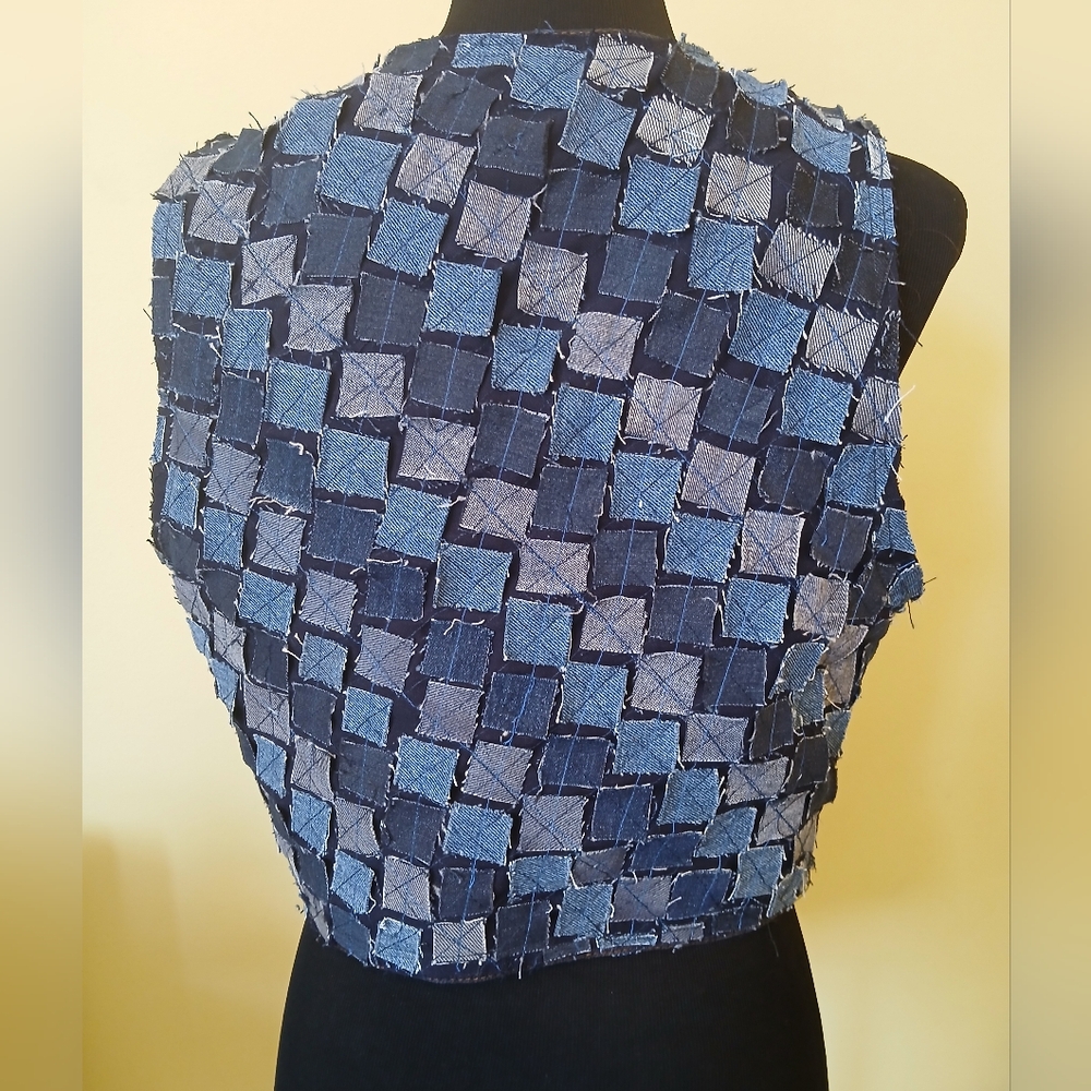 Hand-sewn Patchwork Denim Vest